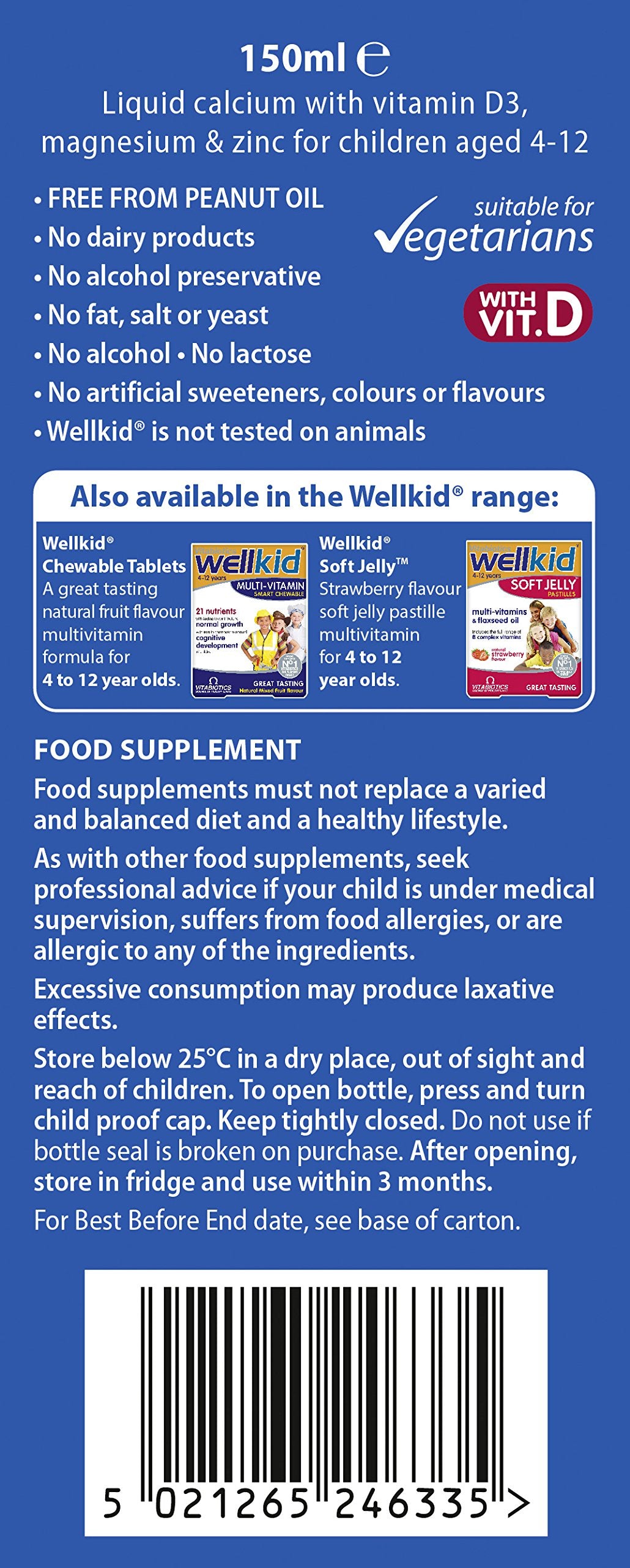 Wellkid Calcium Liquid dropper ready for easy dosing in kids.