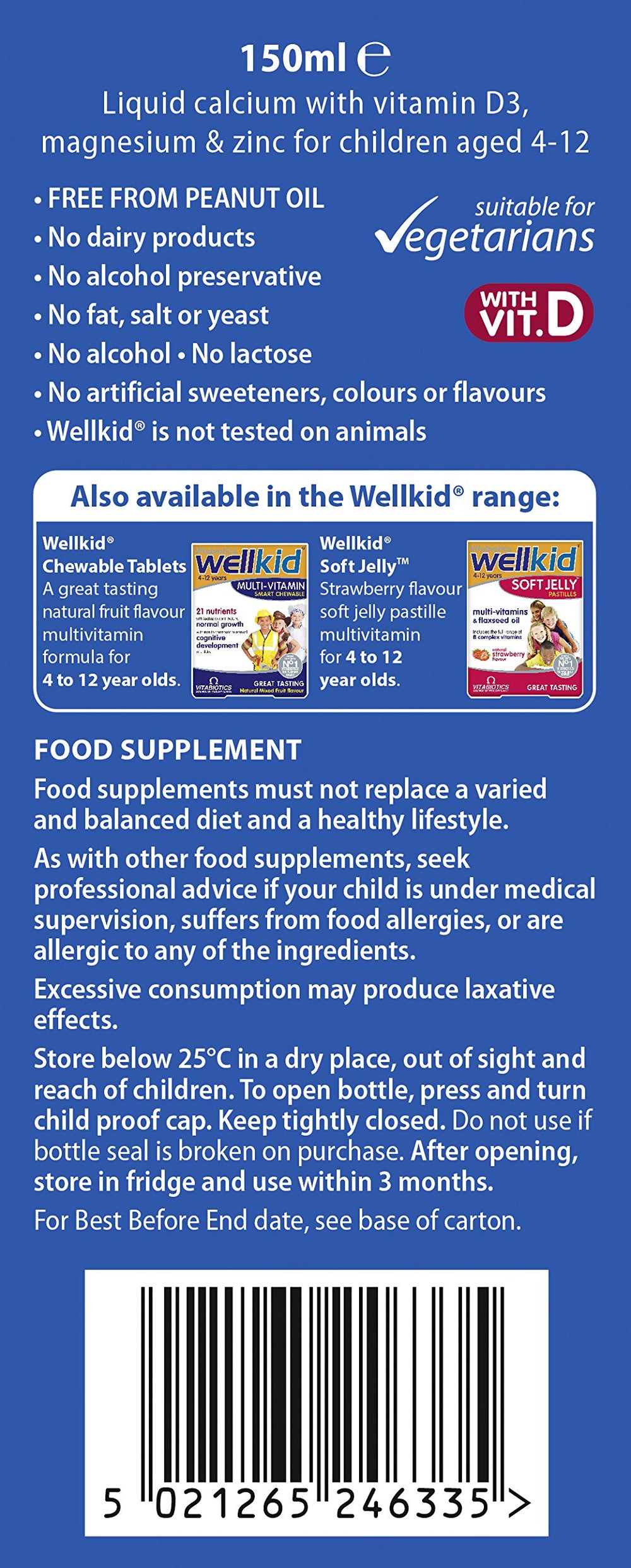Wellkid Calcium Liquid dropper ready for easy dosing in kids.