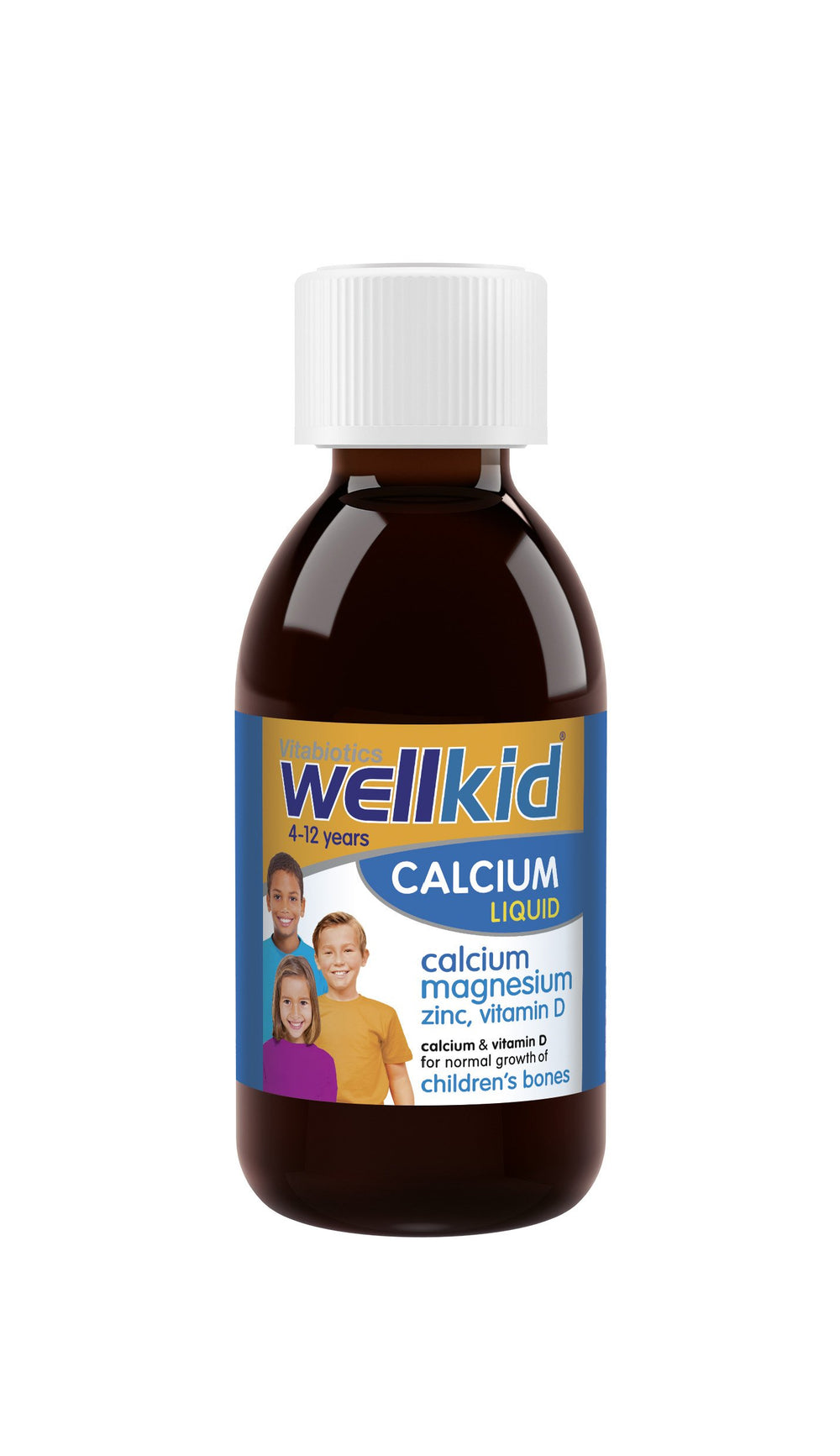 Wellkid Calcium Liquid kid drinking to accompany meals.