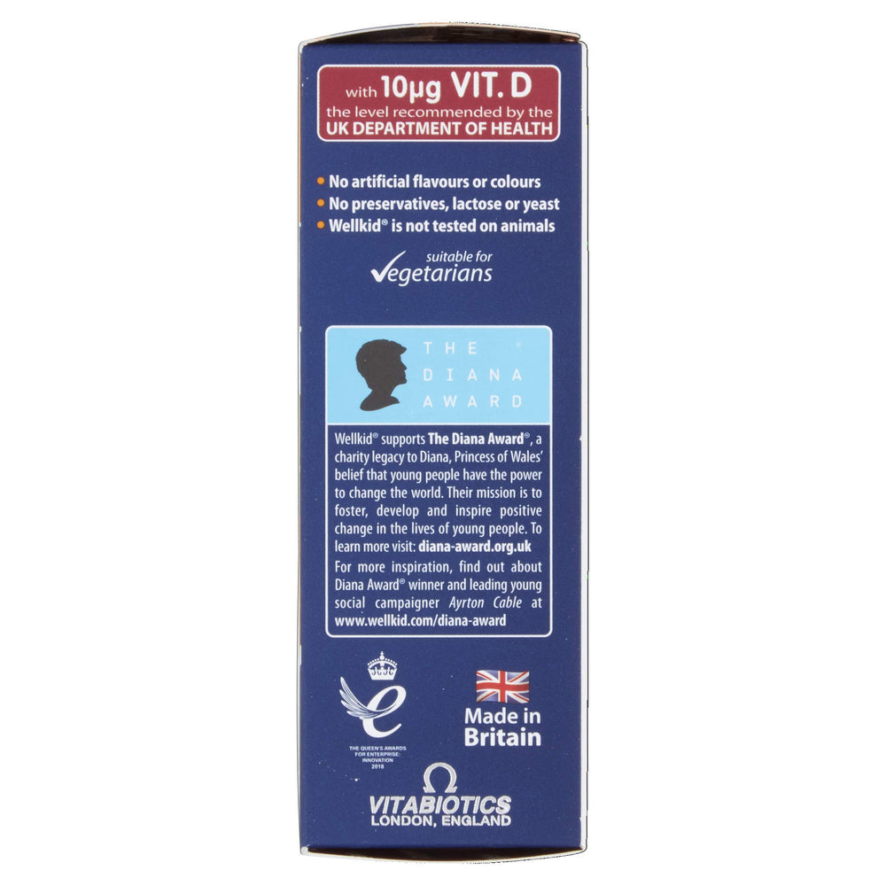 Wellkid chewable tablets child-dosing-at-breakfast demonstrates simple daily use.