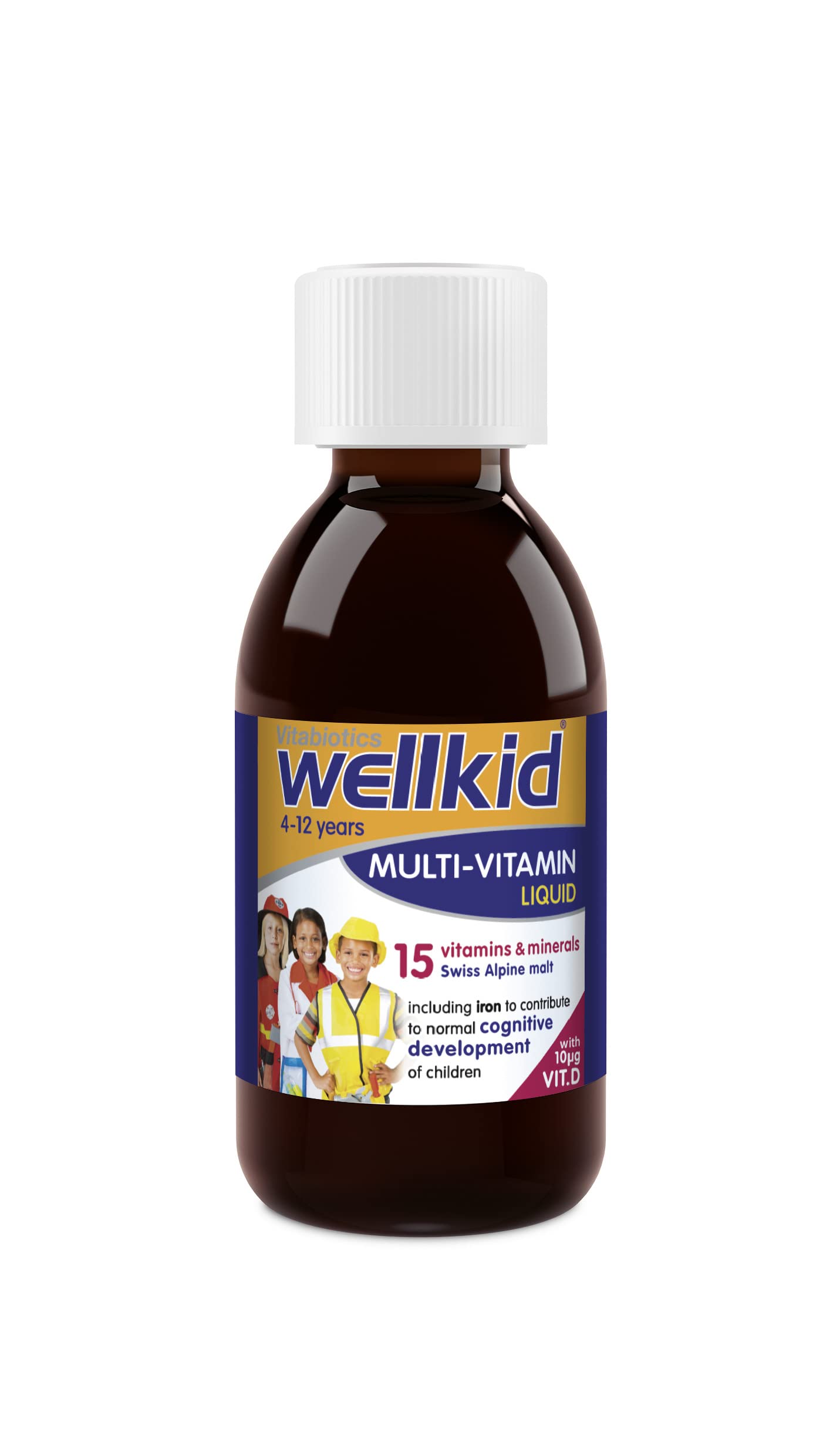 Wellkid Multi-Vitamin Liquid bottle being poured for easy daily use