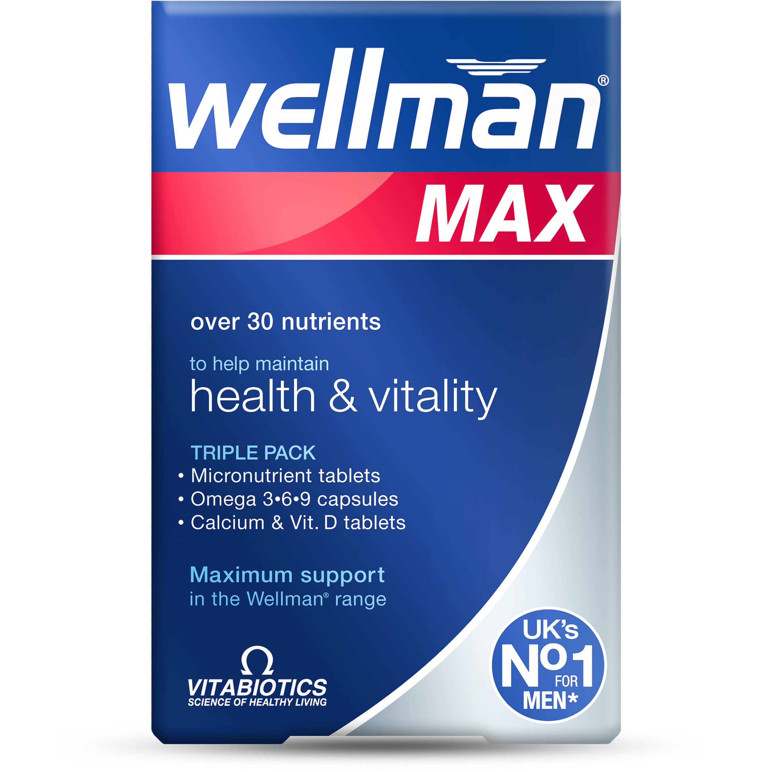 Wellman Max pack displaying 3-in-1 triple-pack for daily wellness.