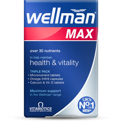 Wellman Max pack displaying 3-in-1 triple-pack for daily wellness.