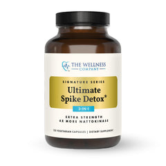 The Wellness Company Ultimate Spike Detox bottle promoting daily wellness support.