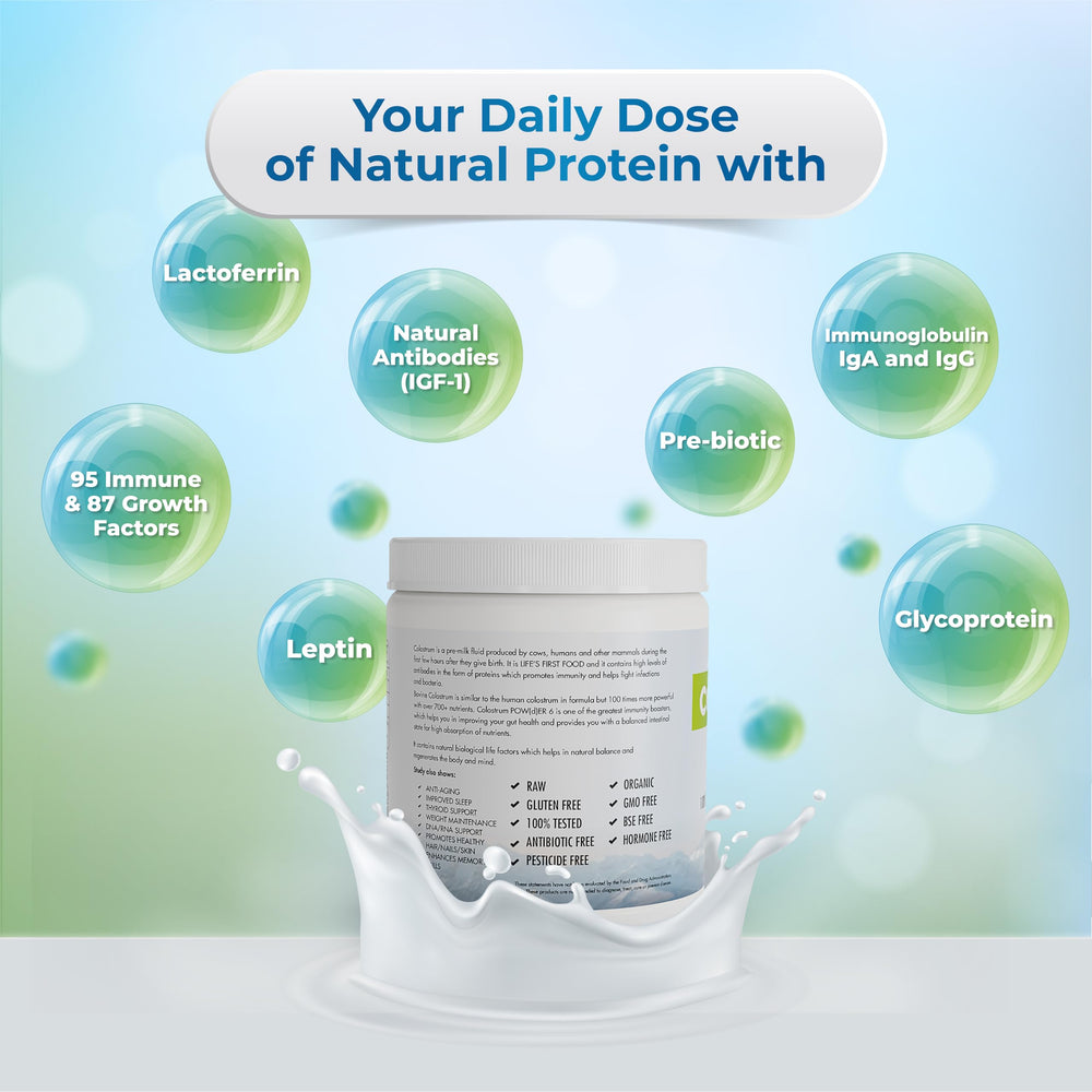 WELLNESS EXTRACT Bovine Colostrum Powder athlete recovery image illustrates post-workout benefits.