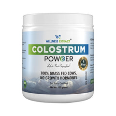 WELLNESS EXTRACT Bovine Colostrum Powder packaging emphasizes purity and daily nutrition.
