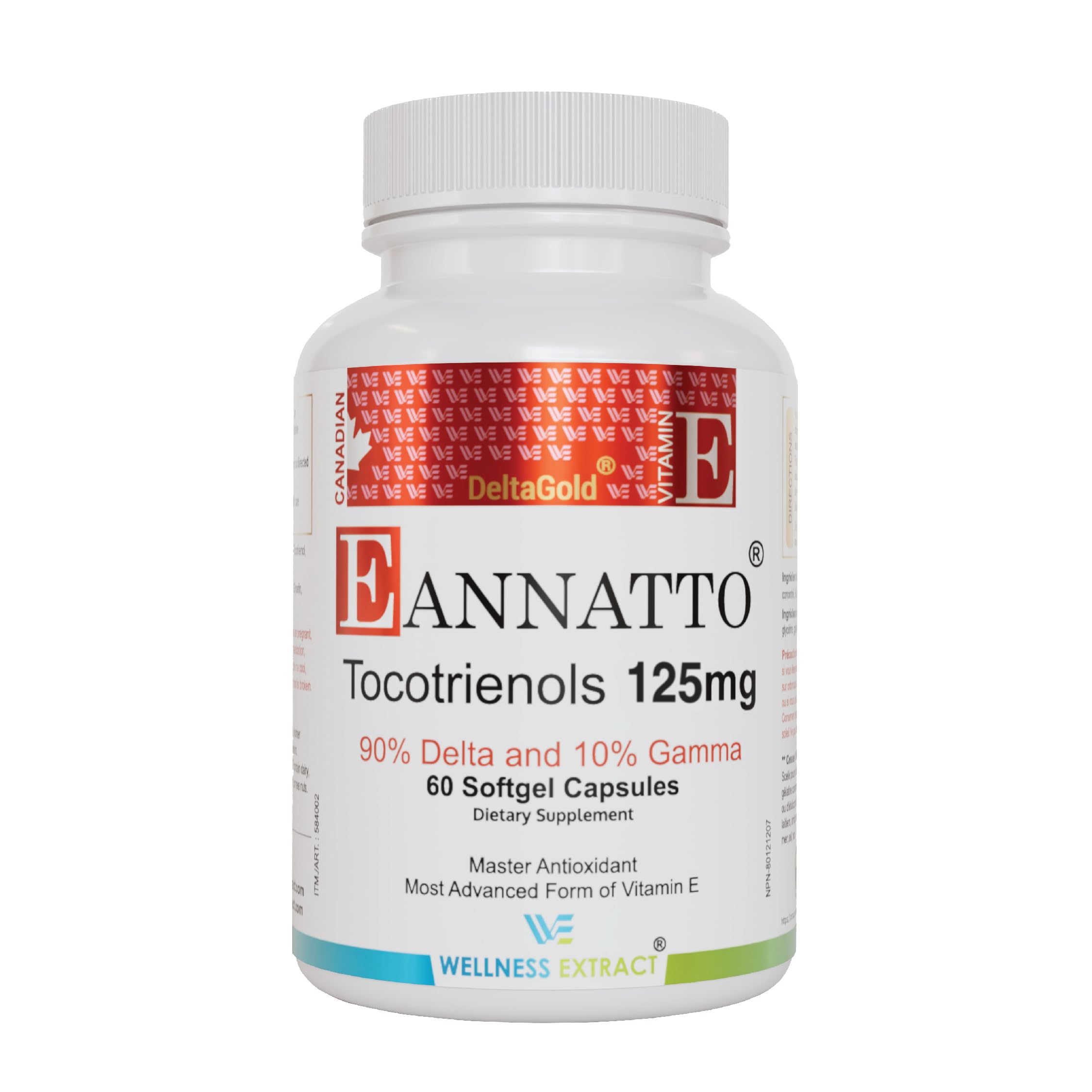 WELLNESS EXTRACT Eannatto Tocotrienols bottle front for easy daily use.