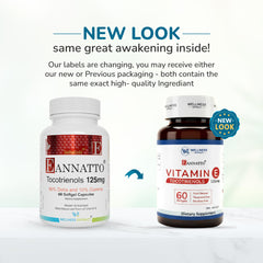 WELLNESS EXTRACT Eannatto Tocotrienols softgels closeup highlighting easy swallow.