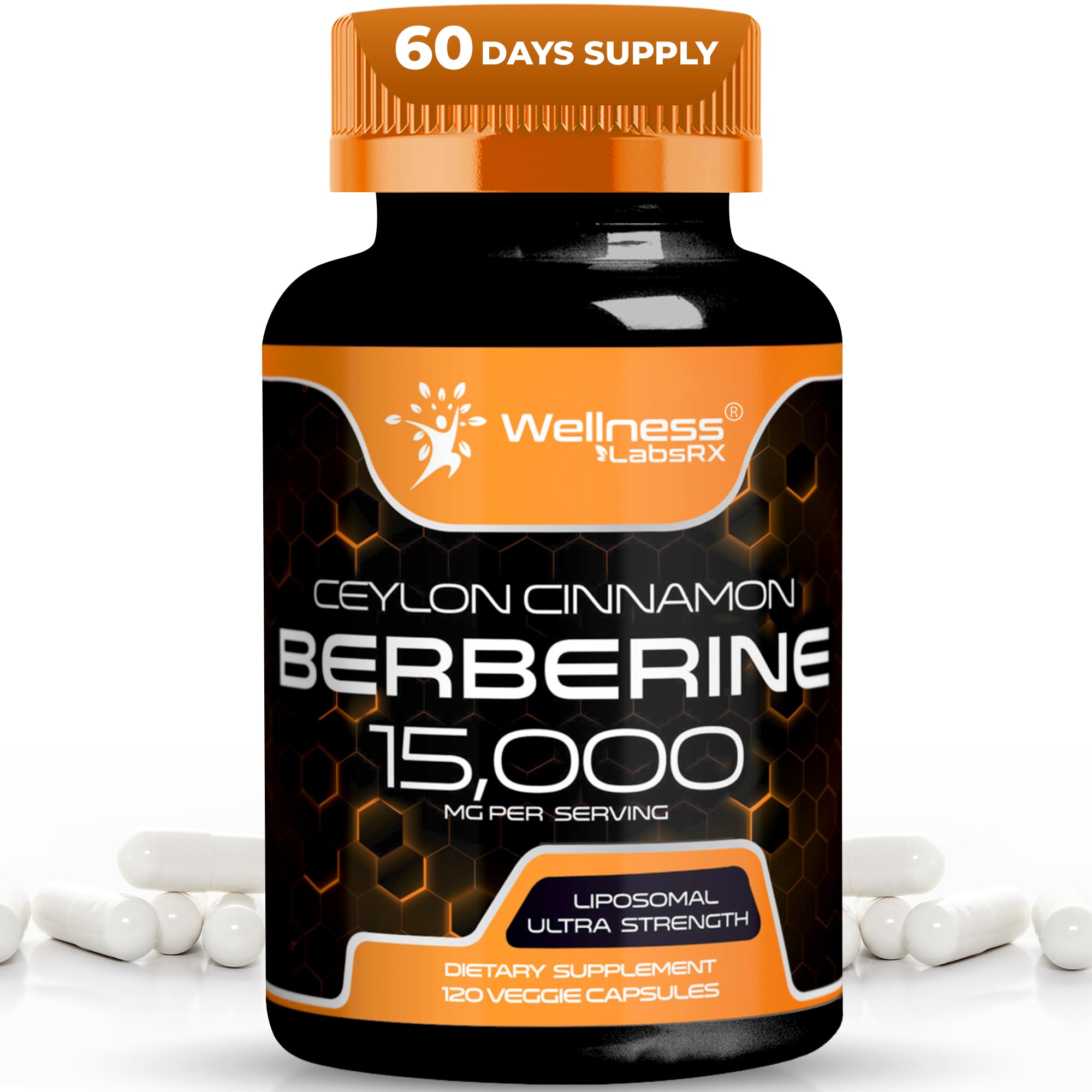 WELLNESS LABSRX Berberine 15000mg bottle front for daily wellness