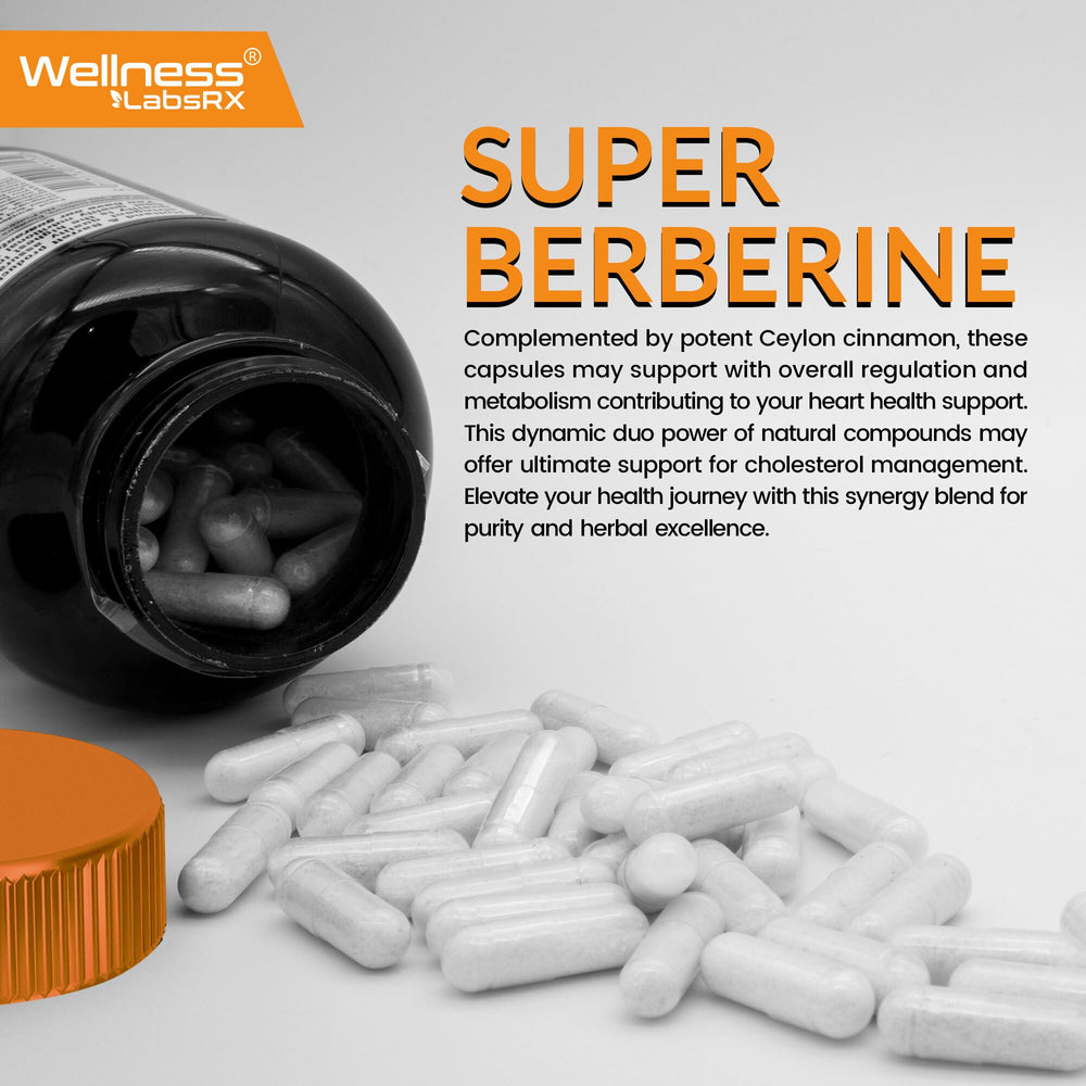 WELLNESS LABSRX Berberine with cinnamon extract visual suggests natural pairing