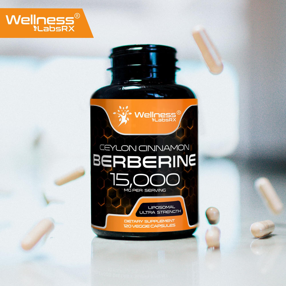 WELLNESS LABSRX Berberine third-party test sticker emphasizes quality assurance
