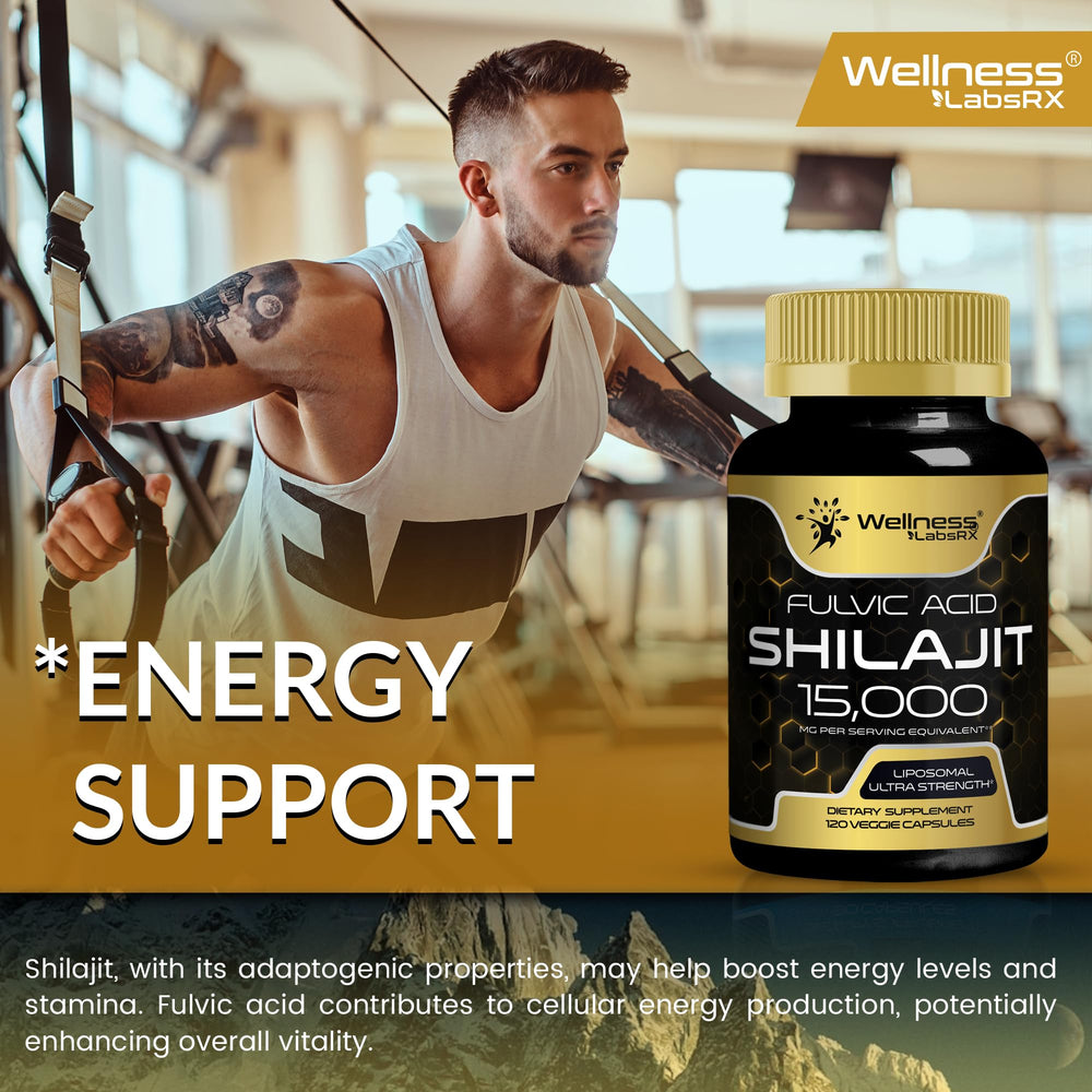 Wellness LabsRx GMP certified label closeup on Shilajit bottle