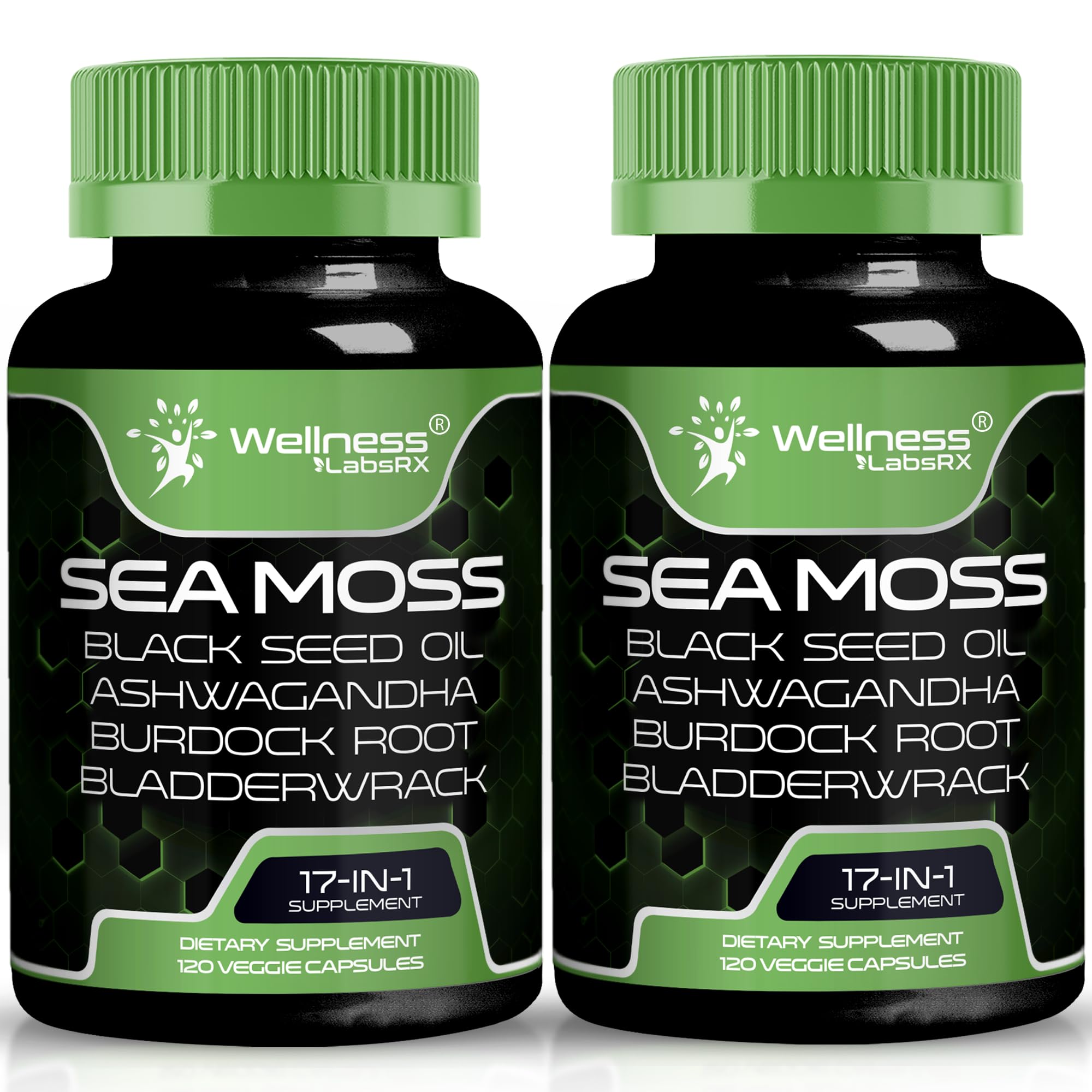 Wellness LabsRx Irish Sea Moss Capsules bottle supports immune health and daily vitality.