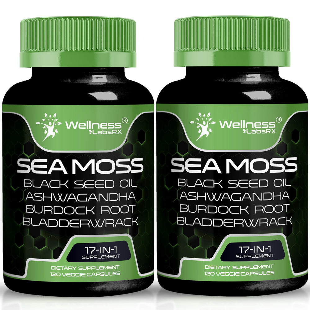 Wellness LabsRx Irish Sea Moss Capsules bottle supports immune health and daily vitality.