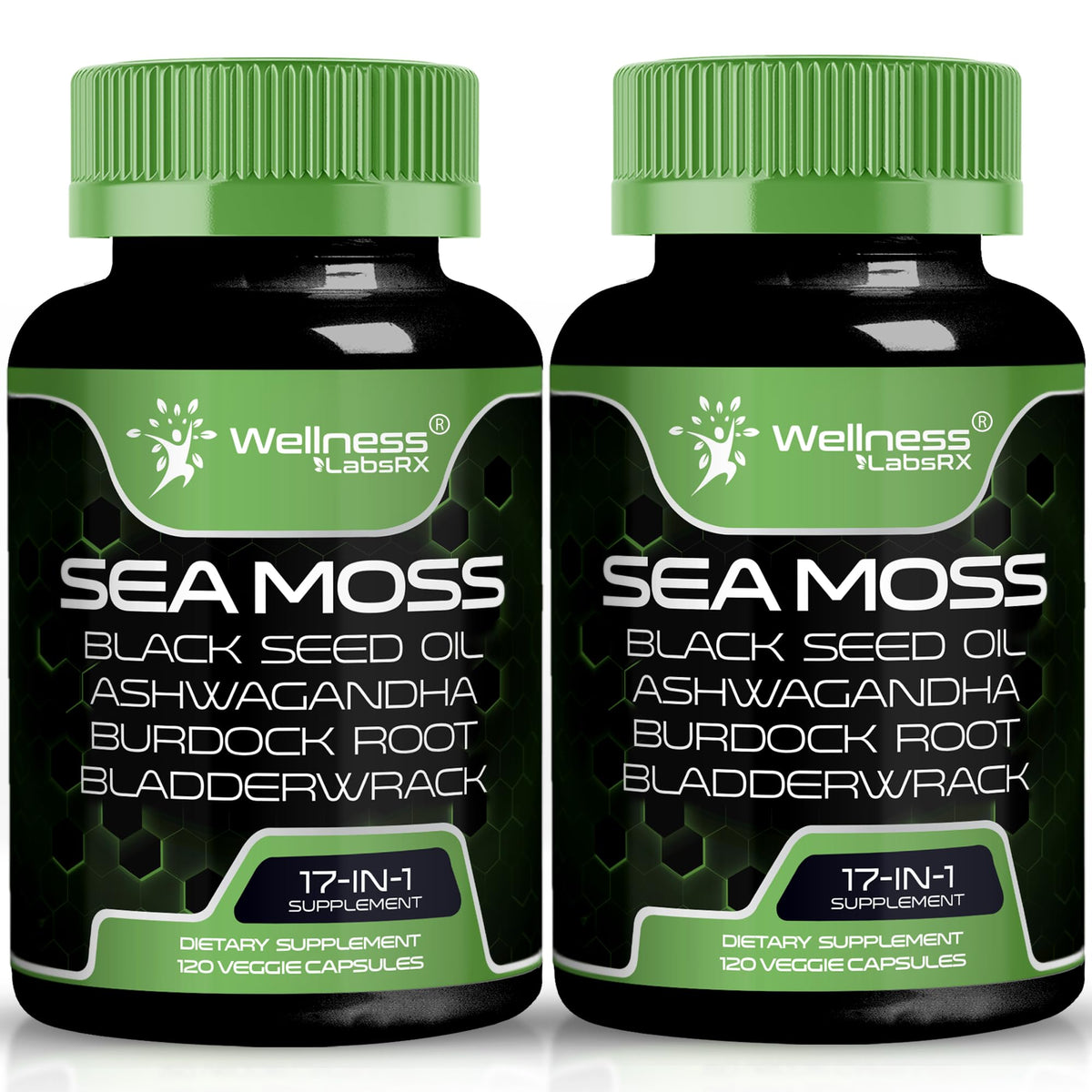 Wellness LabsRx Irish Sea Moss Capsules bottle supports immune health and daily vitality.