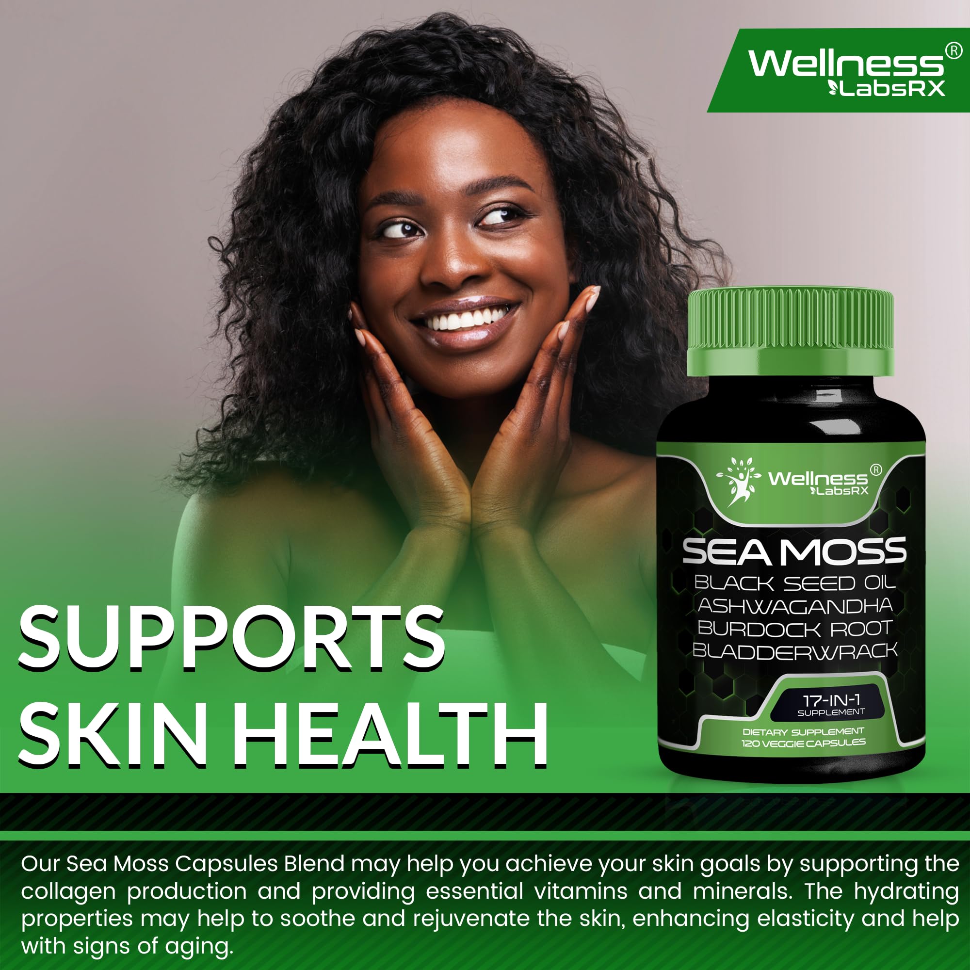 Wellness LabsRx capsules resting on wood surface suggest natural sourcing.