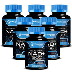 WELLNESS LABSRX Liposomal NAD bottle label highlights a 1500mg dosage for cellular support.