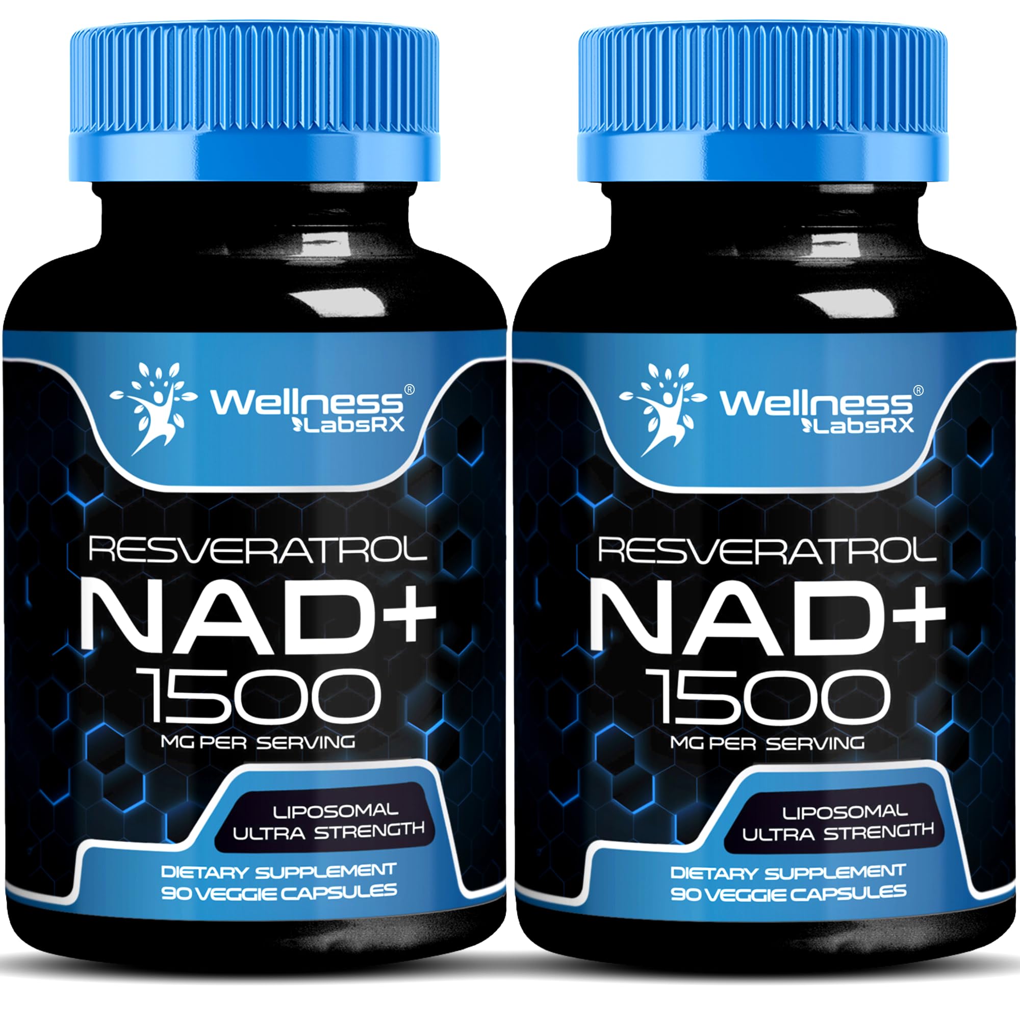 WELLNESS LABSRX liposomal NAD bottle front illustrating premium NAD+ support for daily vitality