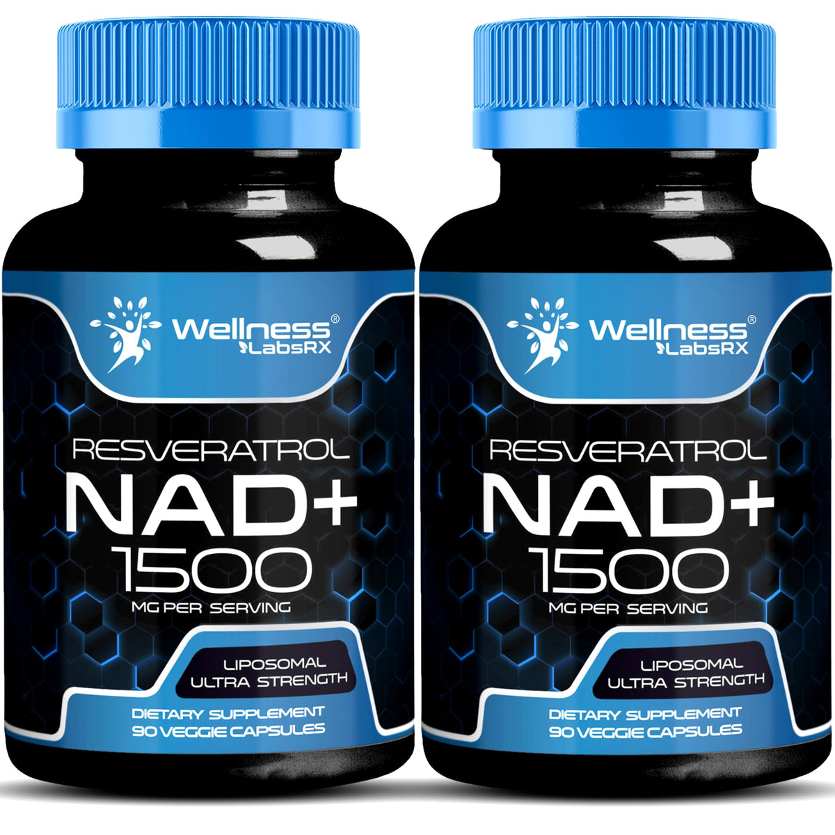WELLNESS LABSRX liposomal NAD bottle front illustrating premium NAD+ support for daily vitality
