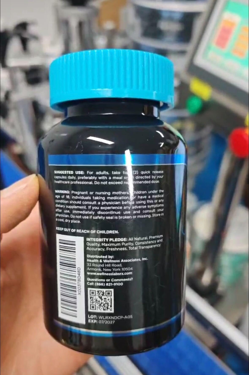 WELLNESS LABSRX liposomal NAD bottle back label details dosage and quality assurance