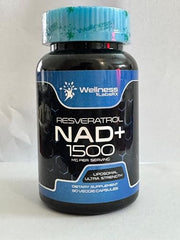 WELLNESS LABSRX Liposomal NAD capsules being poured into a hand for daily use.