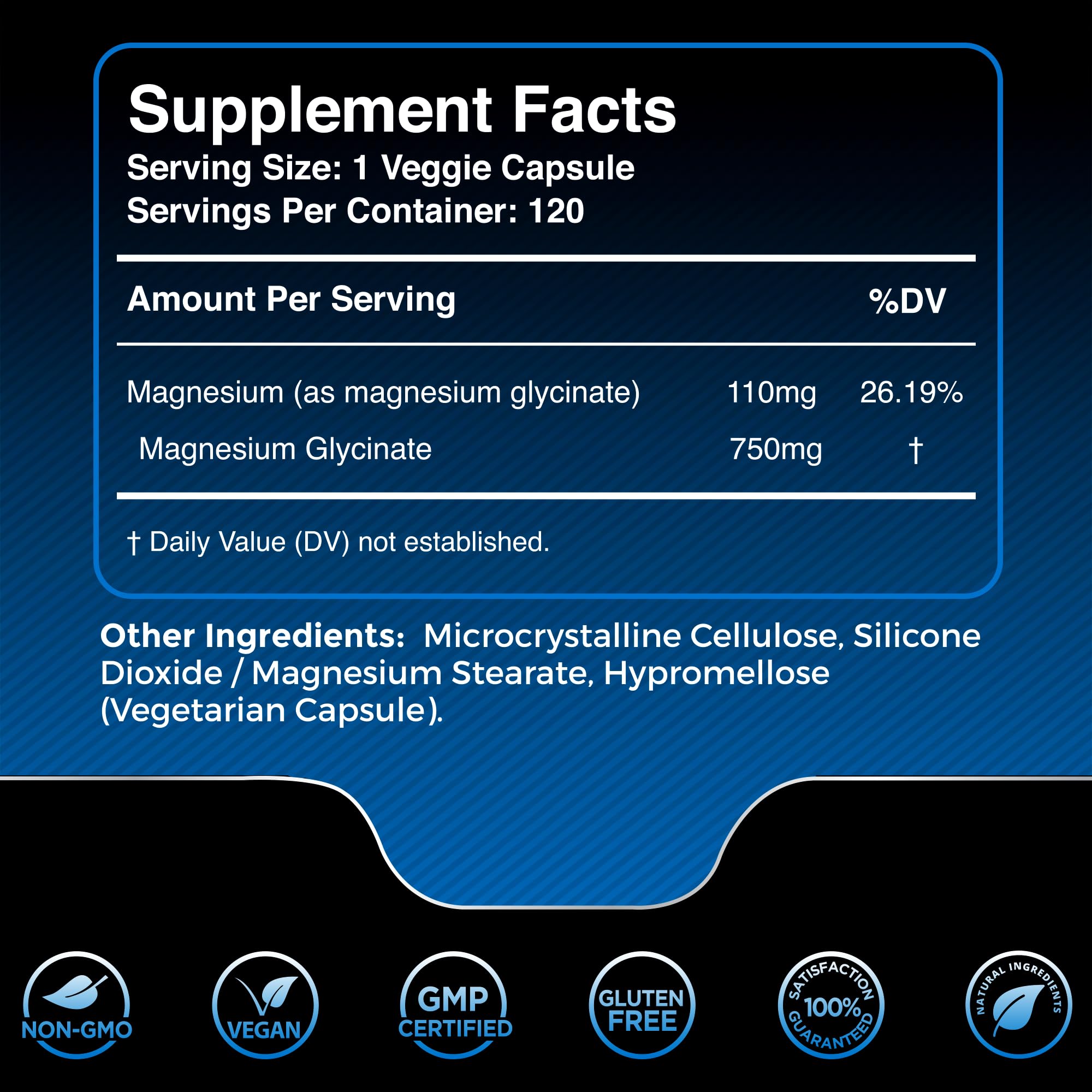 WELLNESS LABSRX magnesium glycinate capsules label closeup highlights the clean, high-absorption formula.