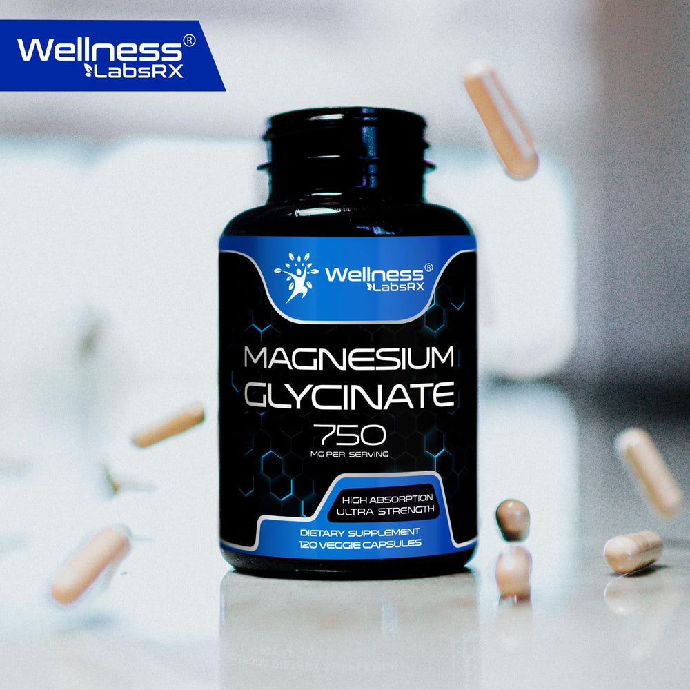 Wellness LabsRx magnesium glycinate capsules under light showing smooth capsule surface.