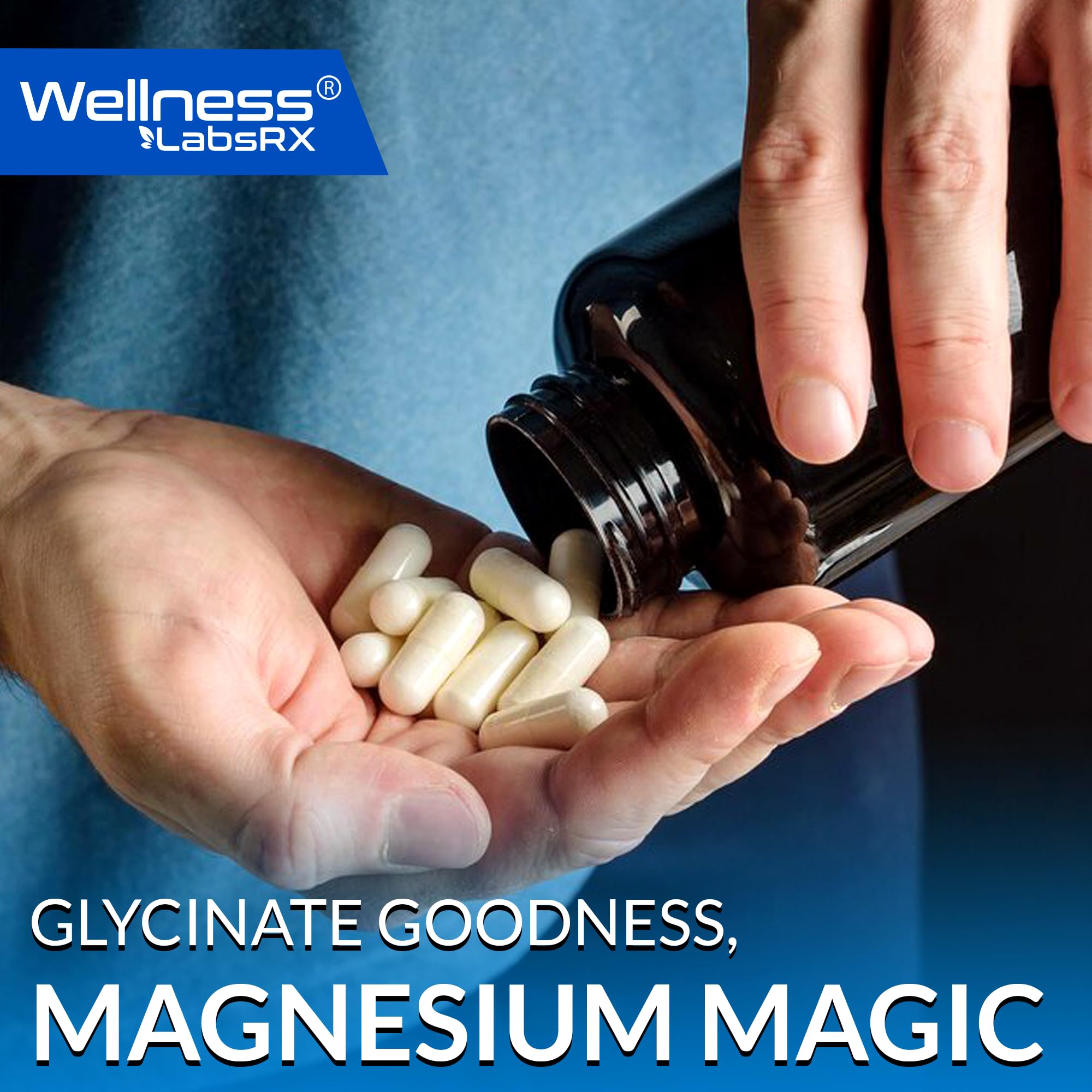 Wellness LabsRx magnesium glycinate packaging signals non-GMO and gluten-free formulation.