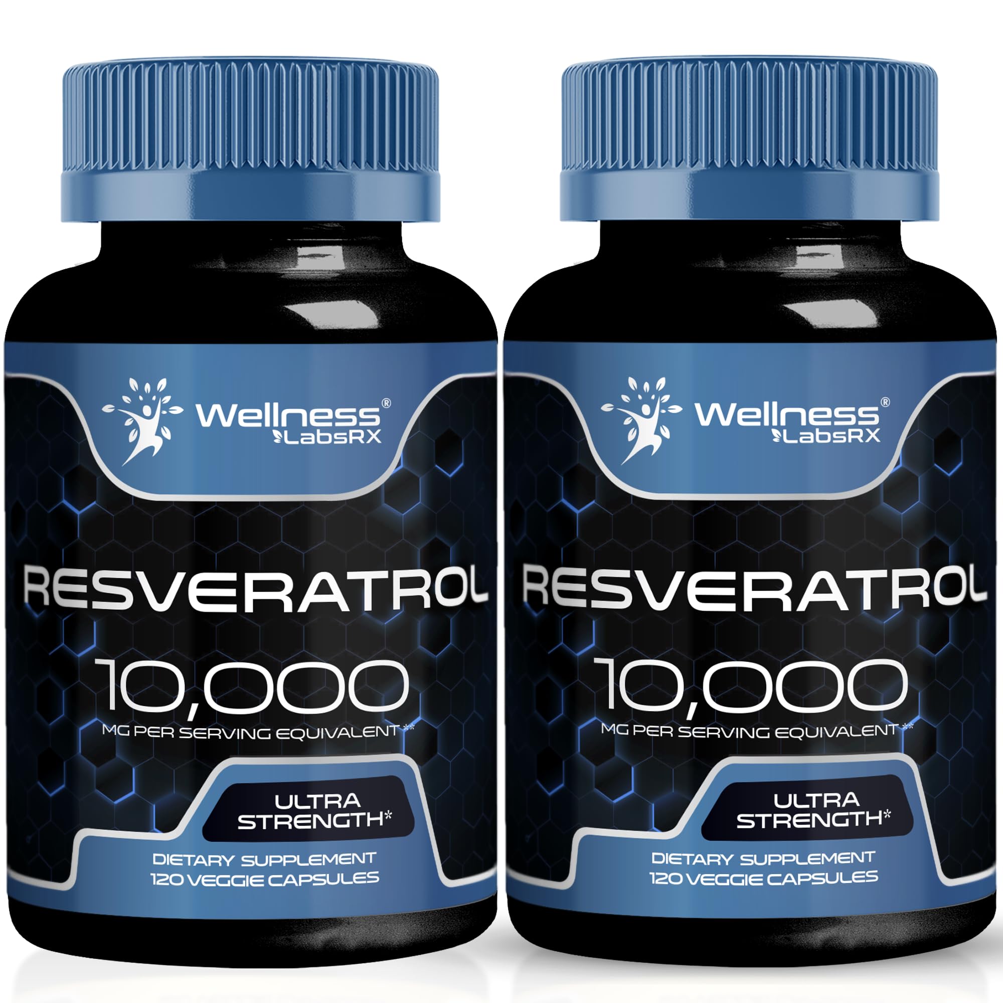 WELLNESS LABSRX Resveratrol bottle on countertop for daily antioxidant support