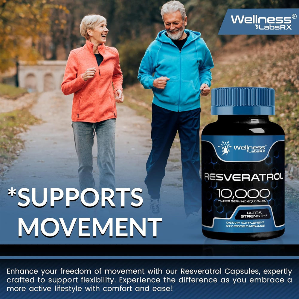 WELLNESS LABSRX Resveratrol capsules in hand illustrating daily use
