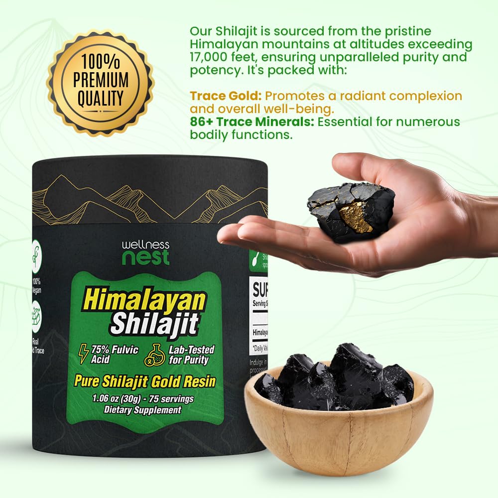 Wellness Nest Gold Shilajit resin lab test report visible for safety and purity
