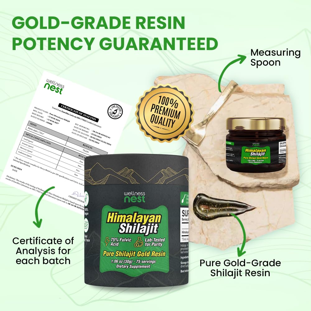 Wellness Nest Gold Shilajit resin packaging and labeling promotes trust and easy storage