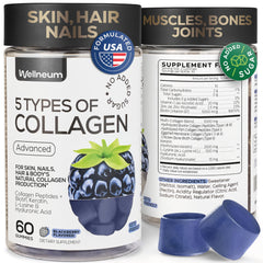 Wellneum Collagen Gummies bottle front with blackberry flavor for easy daily use.