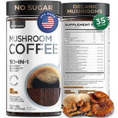 Wellneum Mushroom Coffee bottle front for quick daily energy