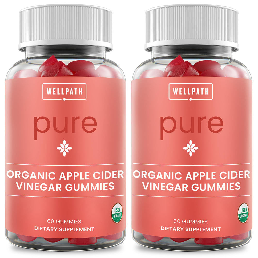 WellPath Pure ACV Gummies bottle front view highlighting apple cider vinegar with mother for gut wellness