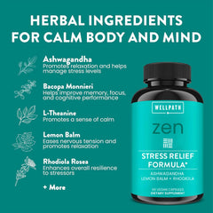 WellPath Zen highlighting Ashwagandha and Rhodiola adaptogens.