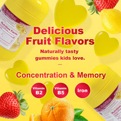 WellSpring Nutrition Kids Multivitamin Gummies closeup showing chewy texture and kid-friendly formula.