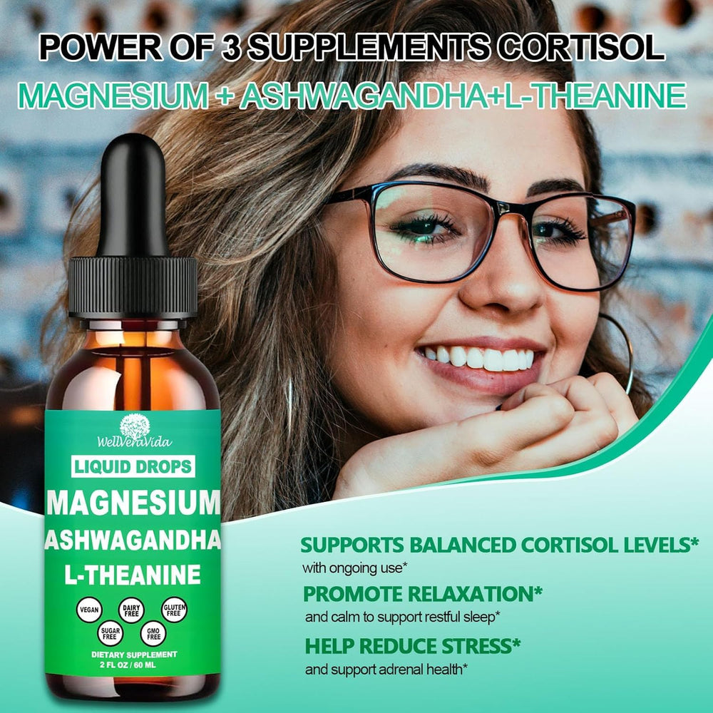 WellVeraVida cortisol liquid nutrition facts closeup shows transparent ingredient list