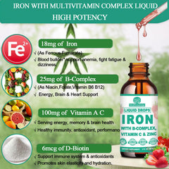 WellVeraVida Liquid Iron label close-up highlighting high potency formula