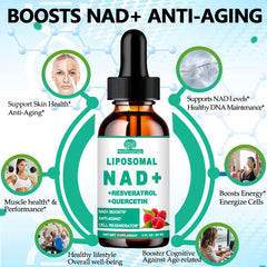 Raspberry-flavored NAD liquid close-up emphasizes tasty routine.
