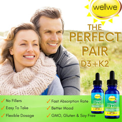 Wellwe D3 K2 drops are tasteless and odorless for simple daily dosing