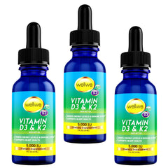 Wellwe liquid D3 K2 drops with MCT oil bottle shows easy daily supplementation