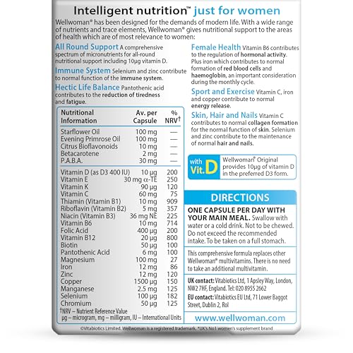 Wellwoman capsules closeup showing convenient daily supplement for immune health.