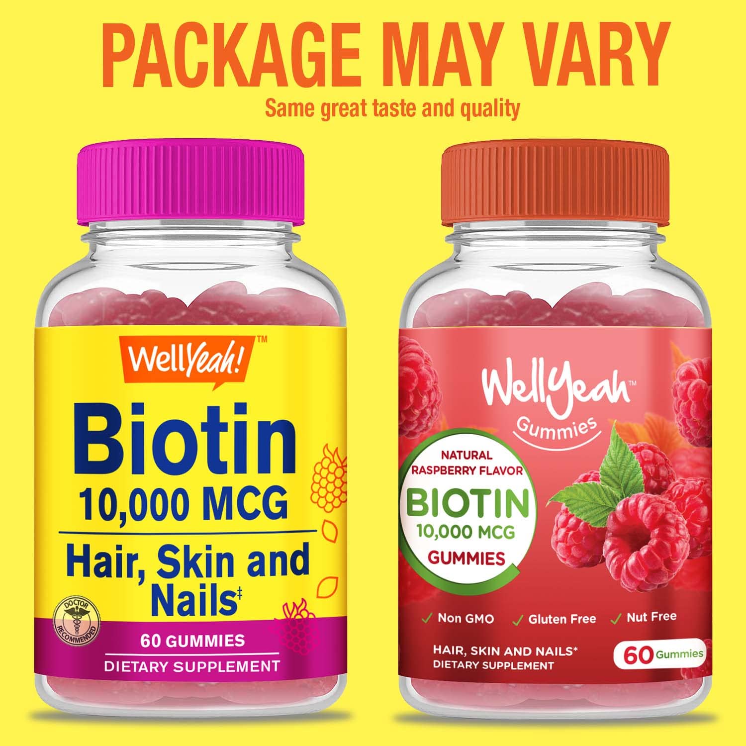 WellYeah Biotin gummies close-up shows chewy texture and berry flavor.