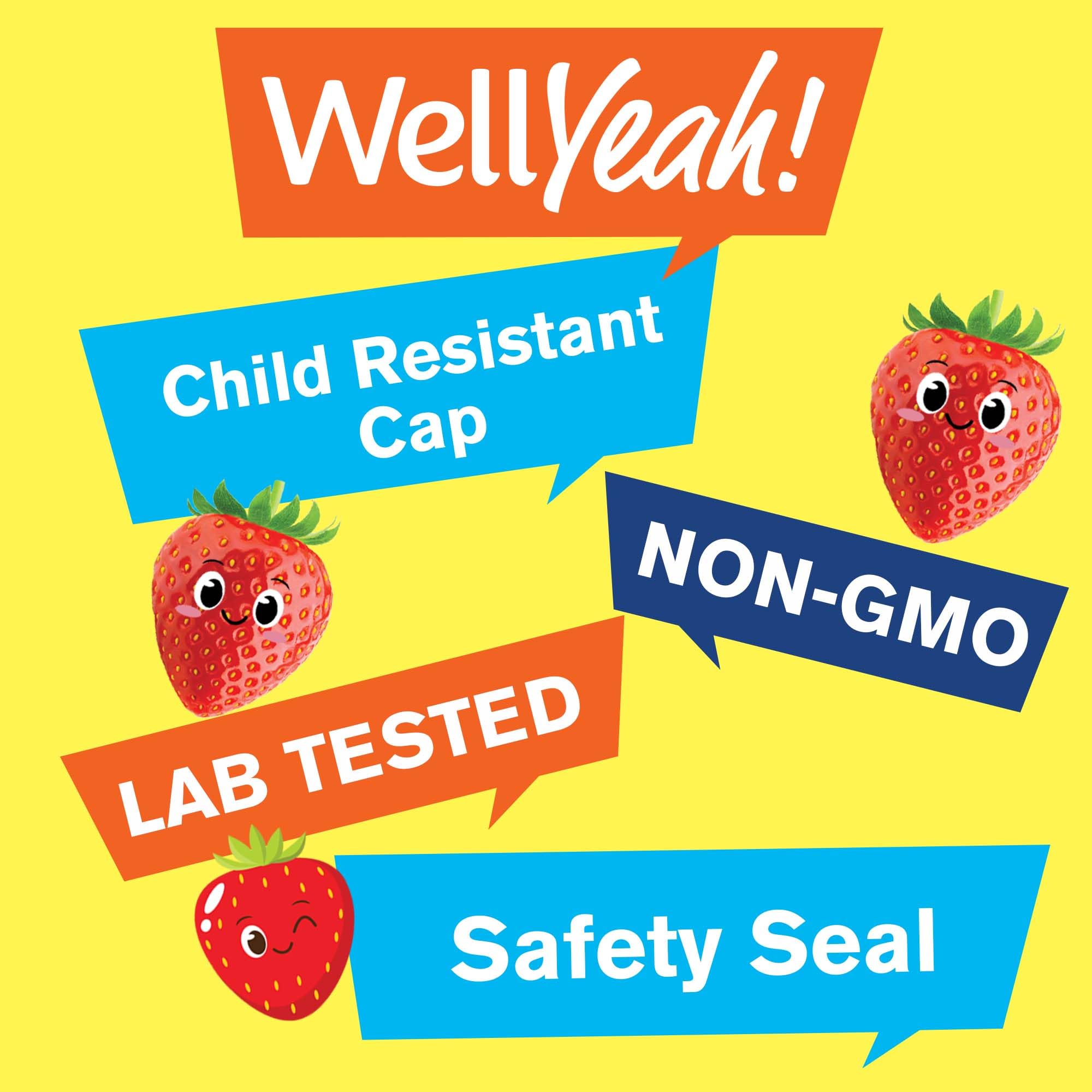 WellYeah Kids B-Complex gummies ingredients list on packaging for transparency