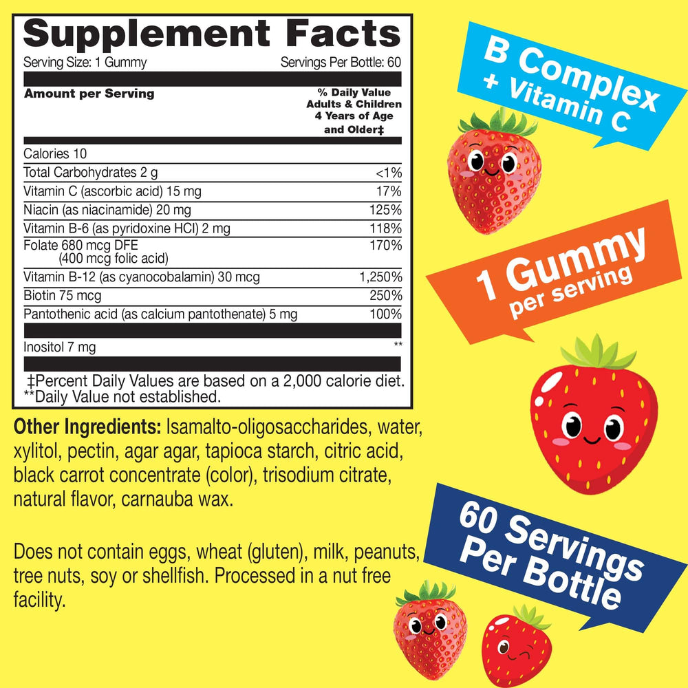 WellYeah Kids B-Complex gummies strawberry flavor close-up for immune and energy support