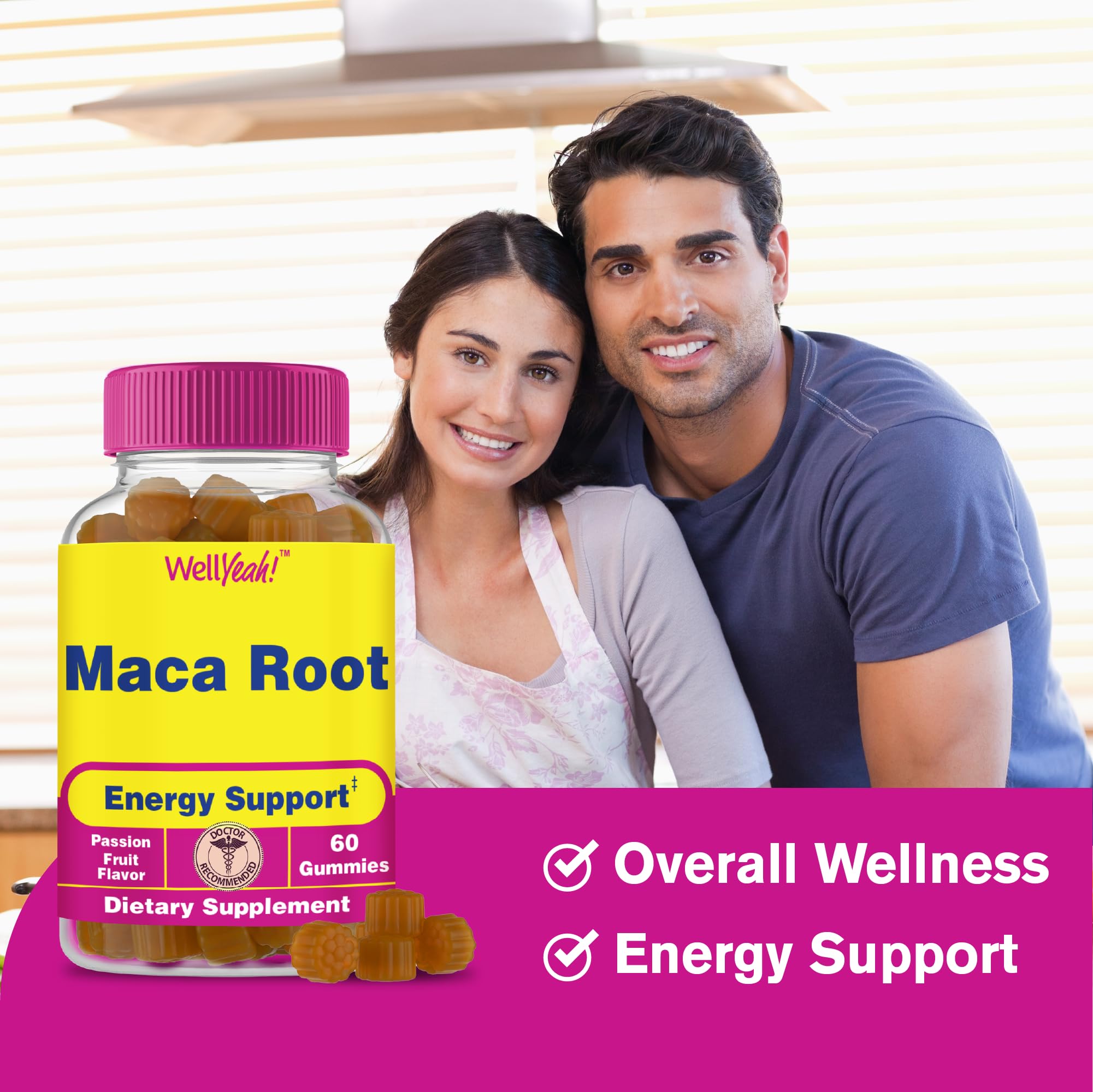 WellYeah Maca Root Gummies ingredients label emphasizes non-GMO and dietary-friendly composition.