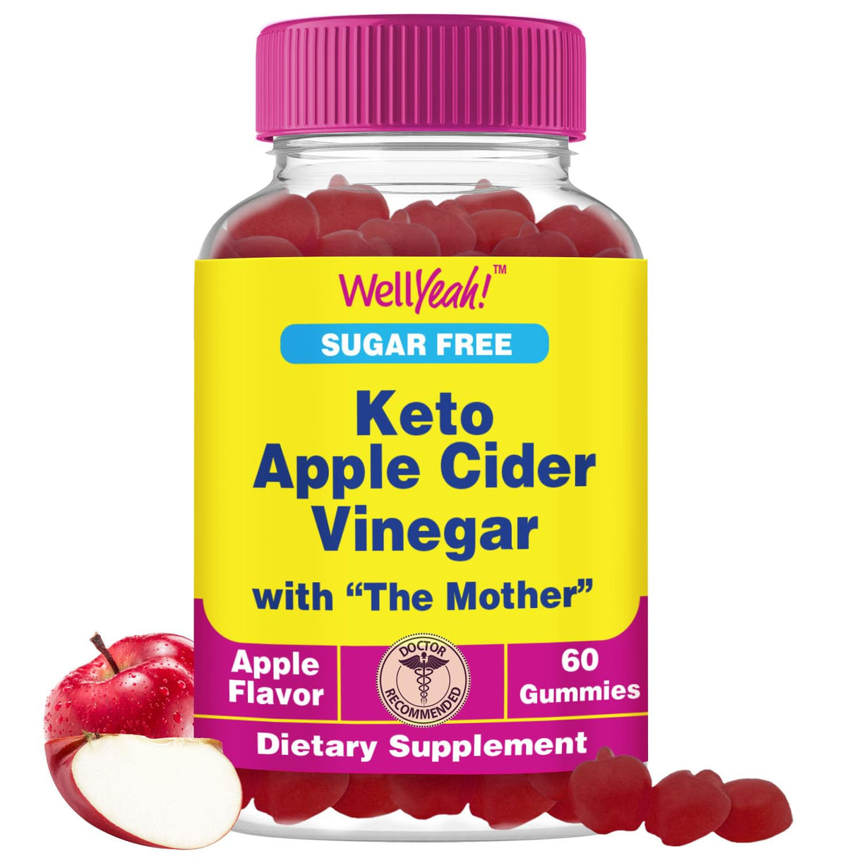 WellYeah sugar-free ACV gummies bottle for daily wellness