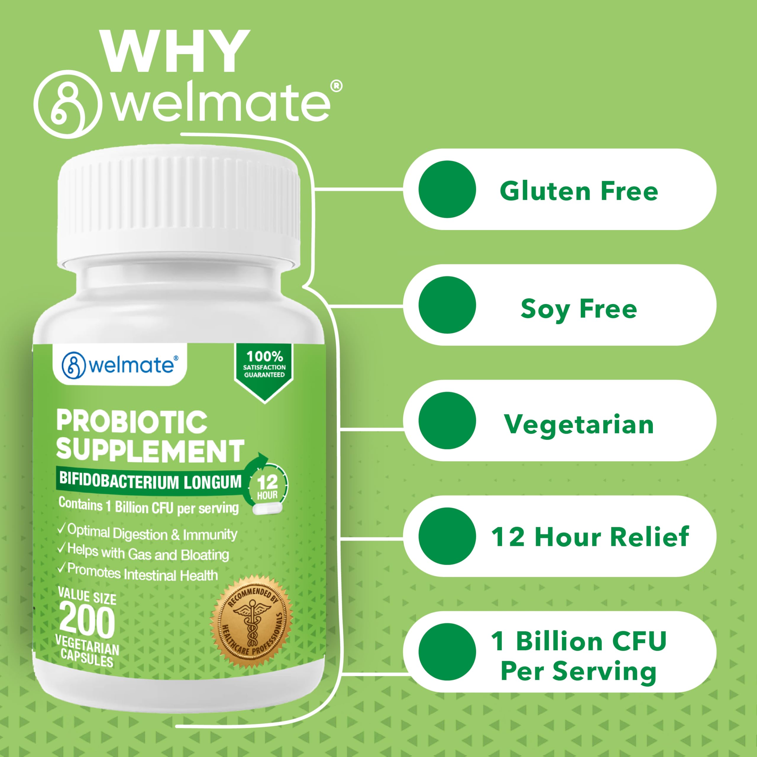 WELMATE Bifidobacterium packaging highlights immune and gut health support.