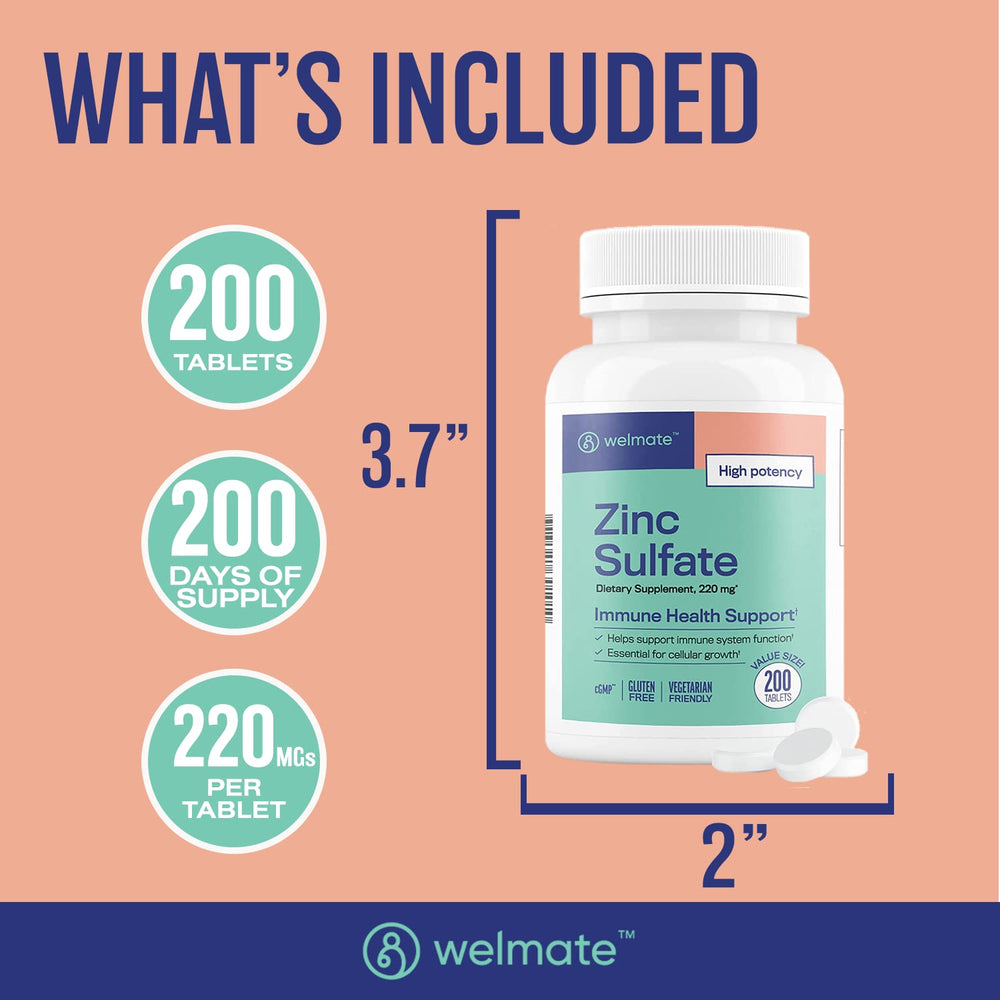 WELMATE zinc tablets on wood surface ready for daily health routine